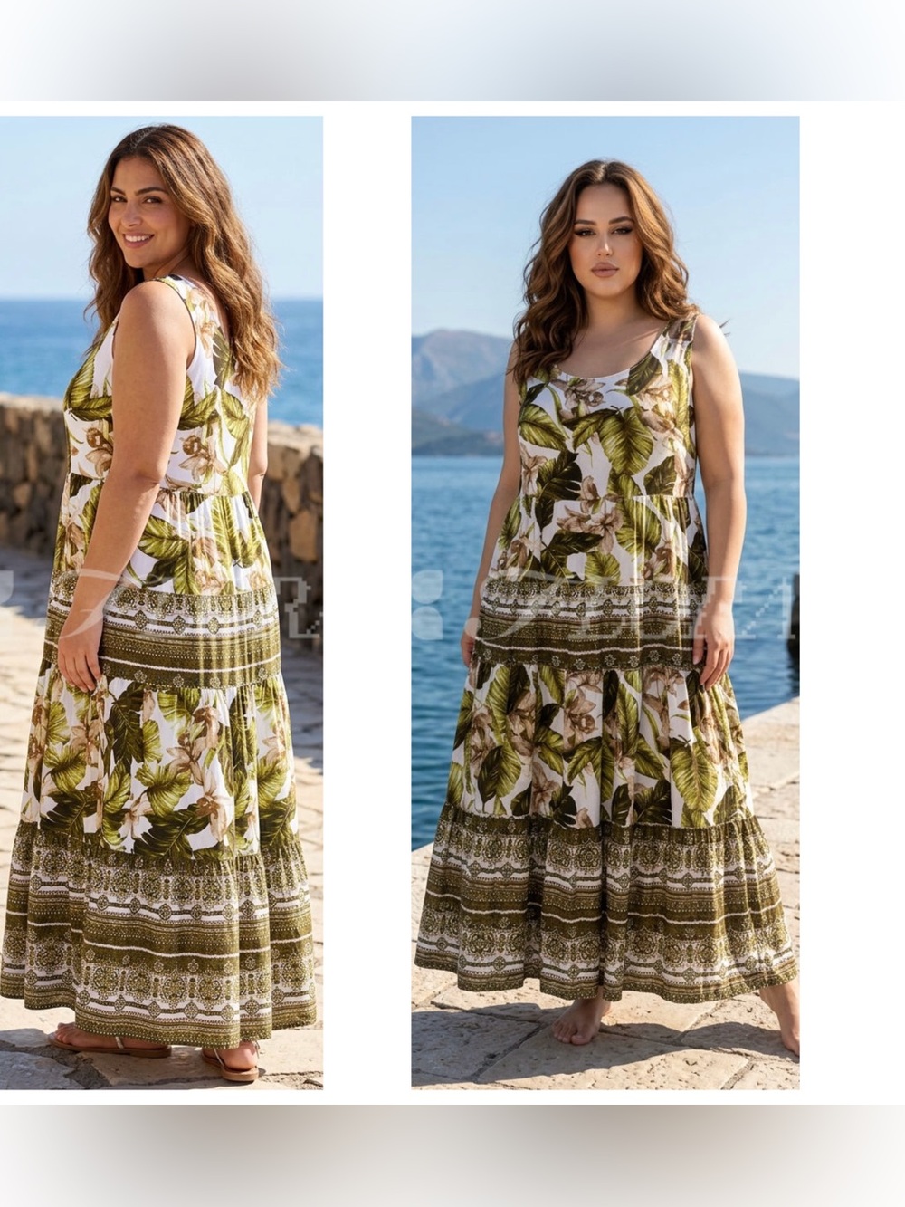Cato Women’s Sz 26W/28W Green Floral Print Sleeveless  Maxi Dress Pockets